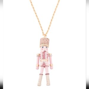 Betsey Johnson Pink Nutcracker Long Pendant Necklace NWT
